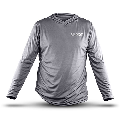 Mantente fresco y seco con la MDT Sun Shirt Hoodie, hecha de Dry-Excel polyester ligero y resistente a olores, perfecta para disfrutar del sol.